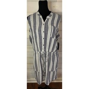 Women's Kelly Renee Blue & White Sleeveless Romper Drawstring Waist Sz L Shorts